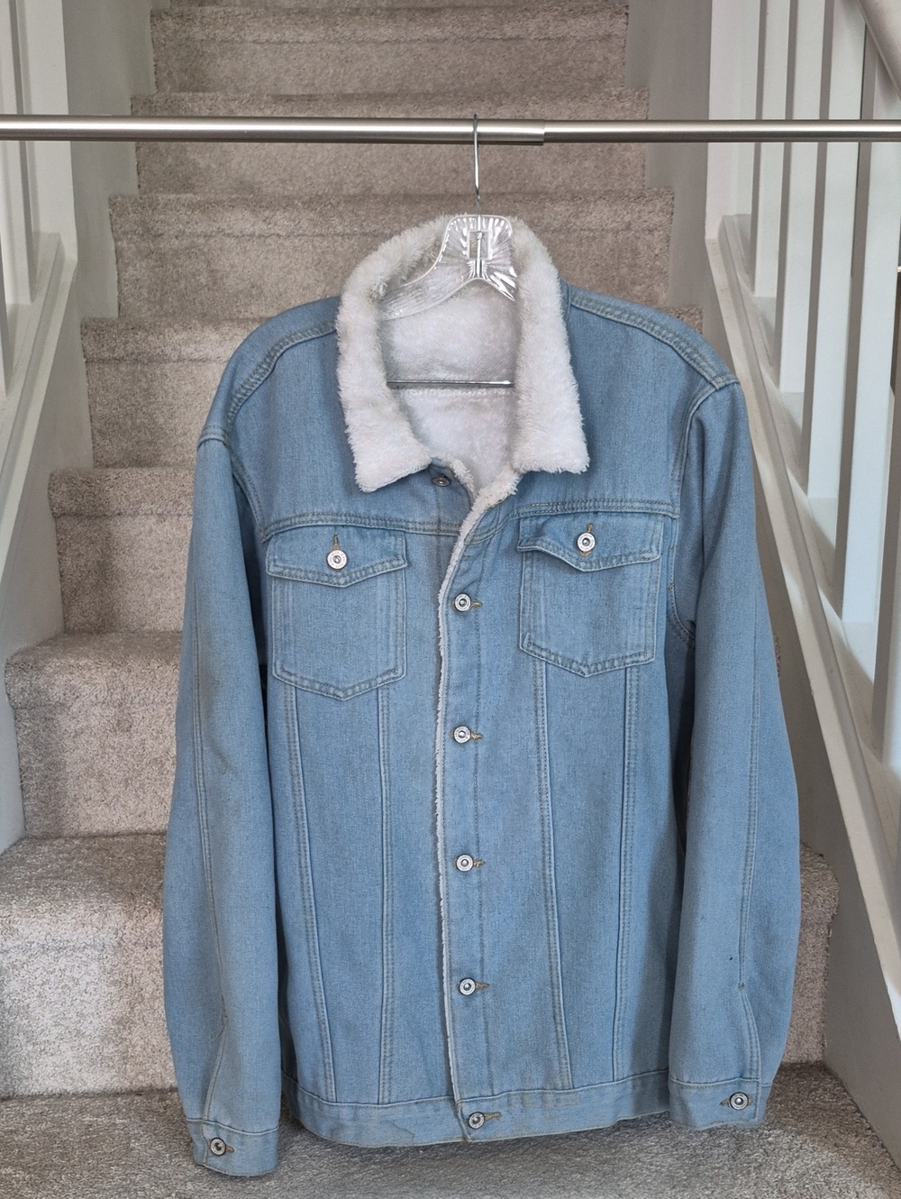 Womens Sherpa Lined Denim Jacket 1X